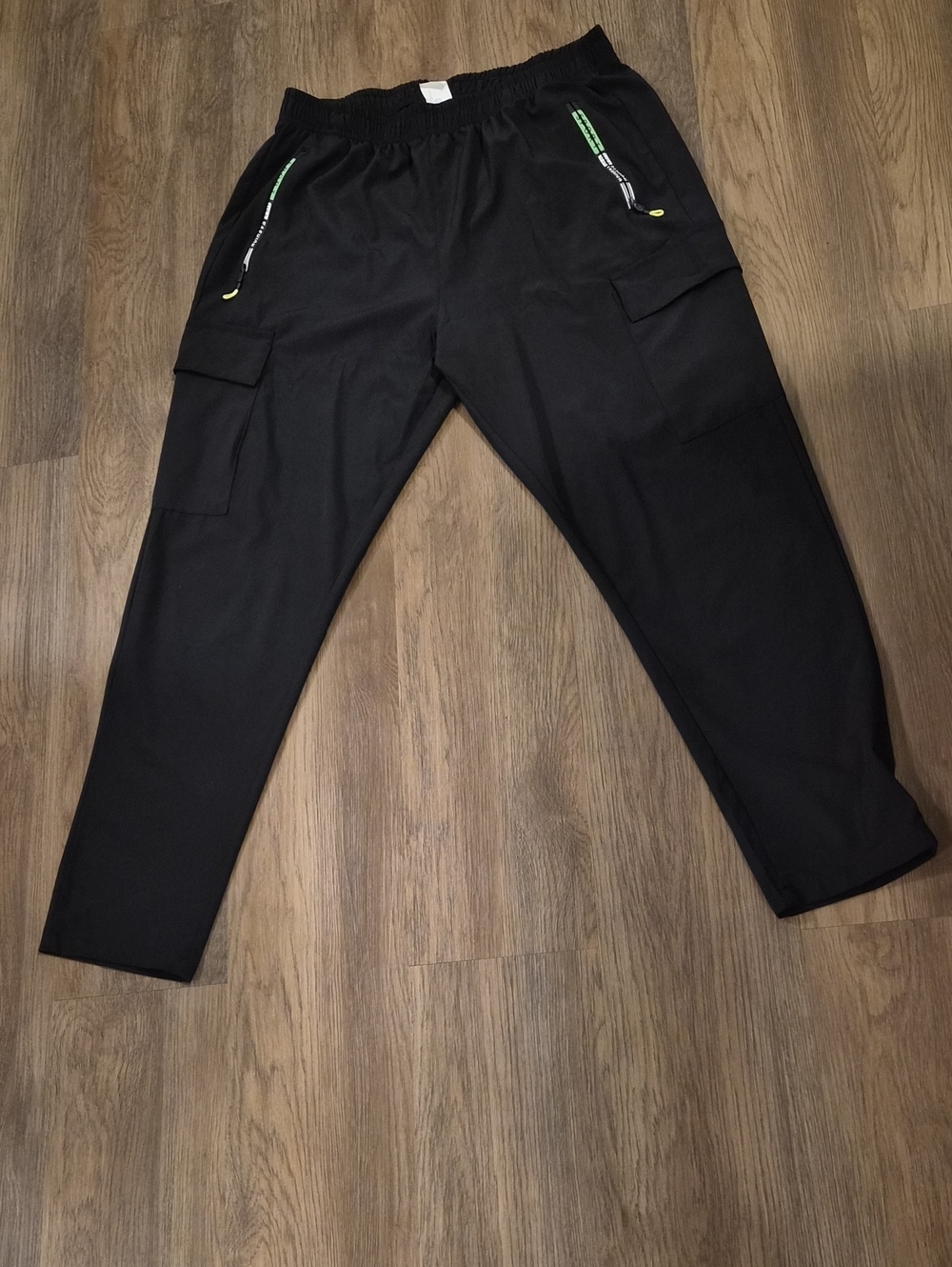 Black Women's Cargo Joggers with Neon Accent